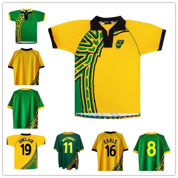 

1998 jamaica retro soccer jersey 98 00 earle gayle whitmore burton frank sinclair home away vintage classic football shirt, Black;yellow