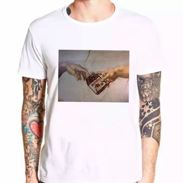 

Michelangelo Hands Fashion Kawaii T Shirt Men Harajuku Ullzang Fashion T-shirt Graphic Cute Cartoon Tshirt Korean Gothic T Shirt, Mainly pictures