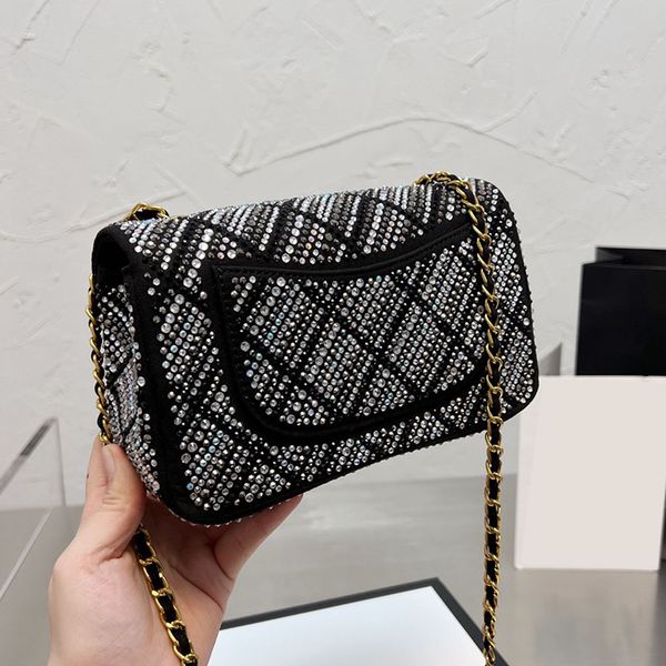 

embellished faux diamond shoulder bag womens designer white and black bags cute size classic version square flip purse elegant style