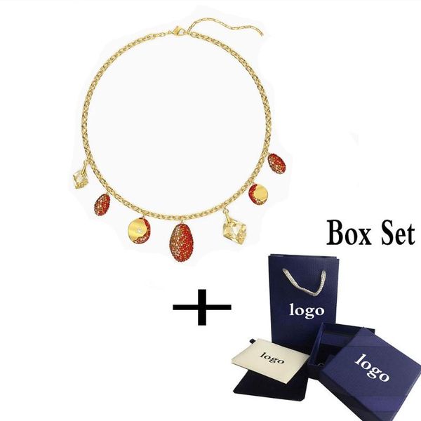 

chains 2021 fashion jewelry swa the elements necklace gold charming red coin rounded decoration female romantic gift, Silver