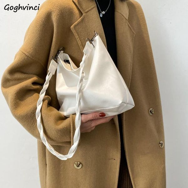 

shoulder bags women solid double strap pu leather large-capacity kpop korean style all-match crossbody bag leisure female trendy cross body