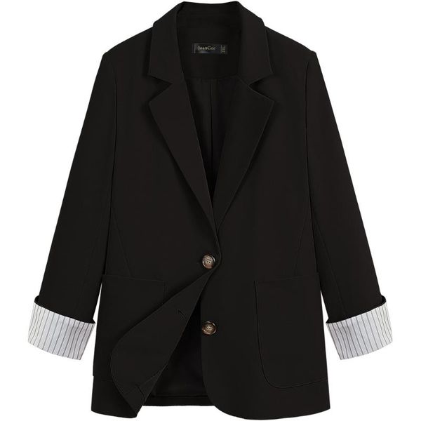 

oversized women's casual jacket 2021 autumn and winter single-breasted solid color female blazer office long suit suits & blazers, White;black