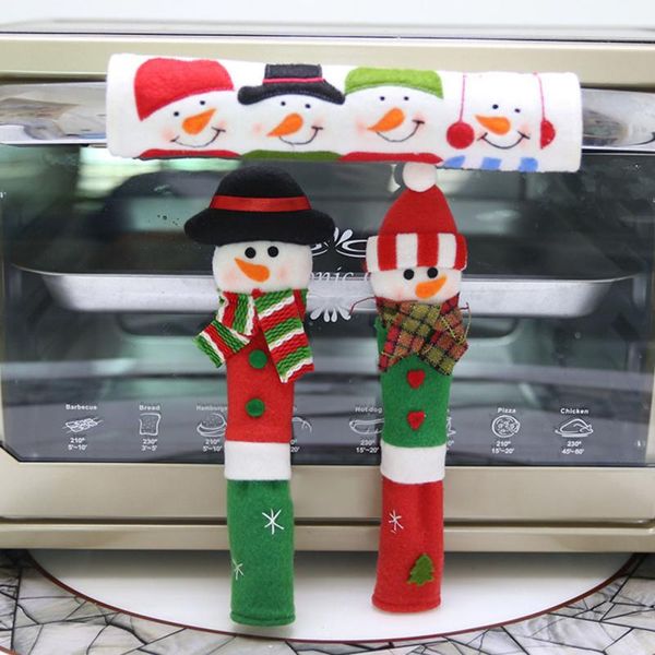 

3pcs/set kitchen appliance handle covers microwave oven refrigerator fridge christmas cloth anti-skid handle covers