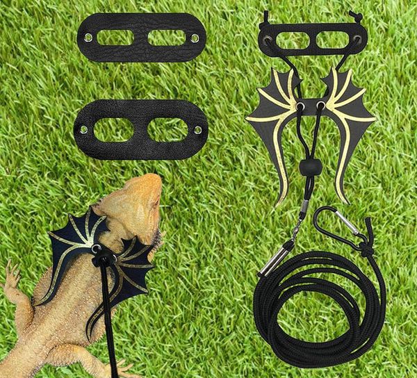 

cat collars & leads lizard traction rope reptile bearded dragon harness leather leash with wing pet suppiles strap suppiles#p30