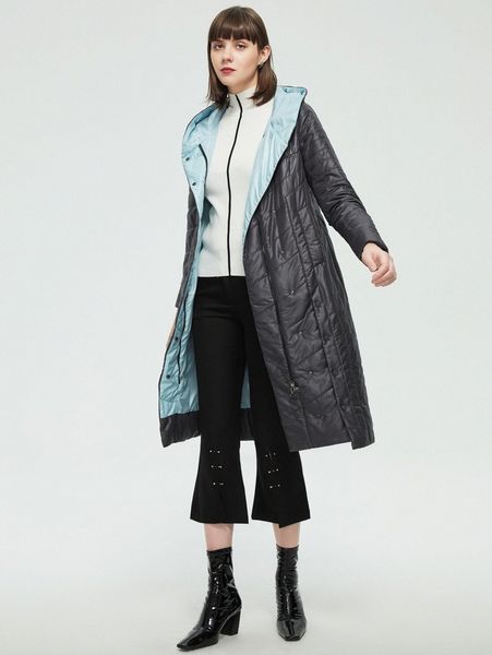 

zip up hooded belted padded winter coat m3wy#, Black