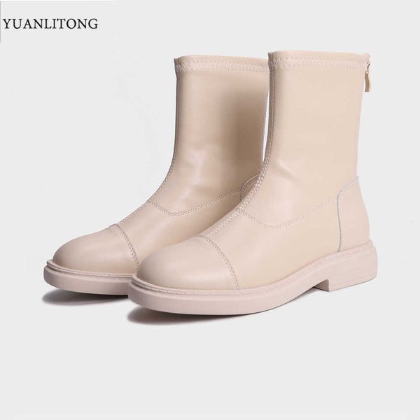

2021 autumn and winter fashion round head thick heel martin boots british wind tube formal drs casual knee ls, Black