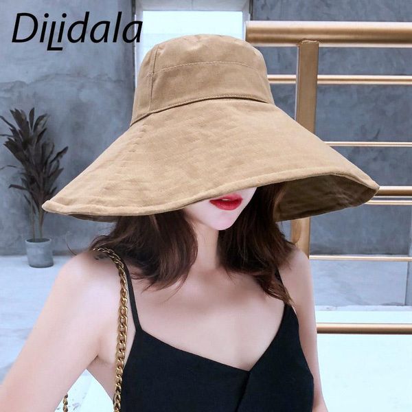

Dilidala Ladies Fisherman Hat For Women Summer Outdoor Sun Protection Sunscreen Folding Cotton 2021 Explosion Models Wide Brim Hats, Blue;gray