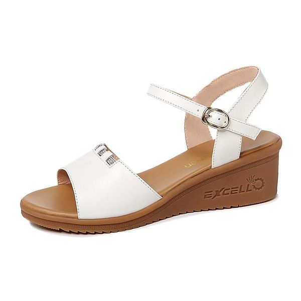 

sandals open-toed wedge-heel summer one-line buckle solid color women's shoes water platform, Black