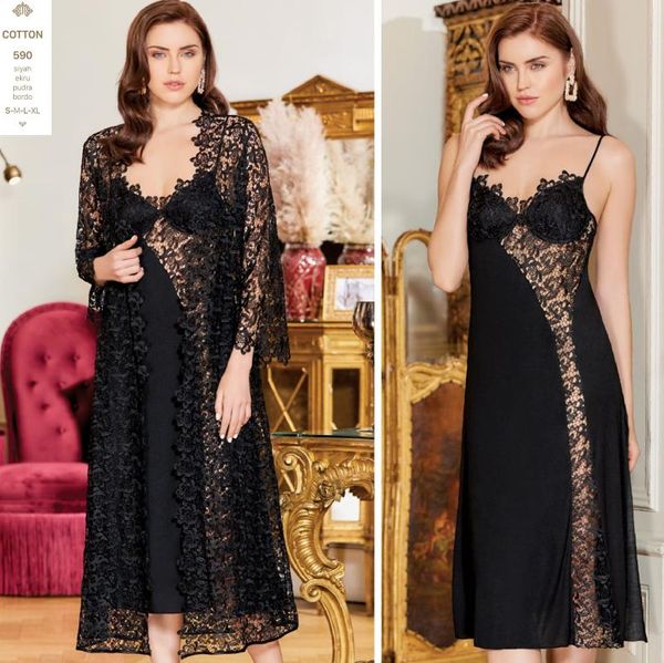 

cotton lace nightdress robe pyjamas babydoll shorts gown homewear sleepwear nightwear 6 pieces set jeremi 590 women's, Black;red