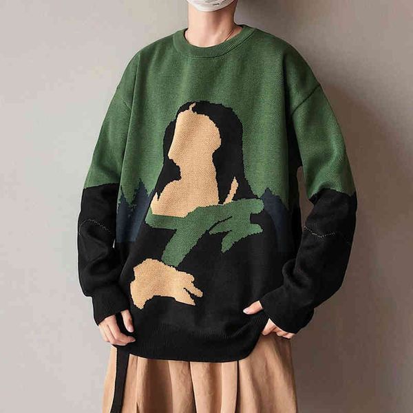 

hoodie men vest complete neck fashion cartoon loosely knitted sweater, Black