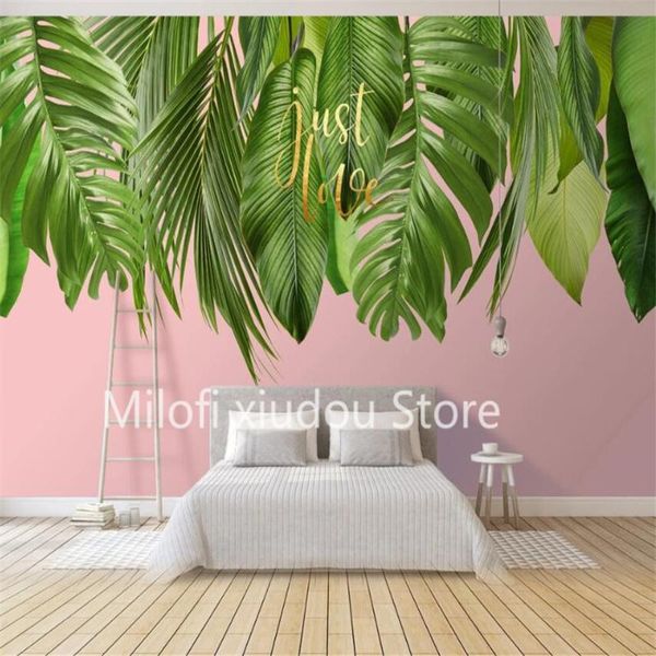 

wallpapers milofi custom 3d wallpaper mural nordic art fresh green plants leaves living room bedroom background wall decoration paint