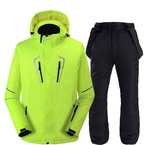 

-30c winter thermal ski suit men women windproof waterproof skiing and snowboarding jacket +pants sets male snow costume wear