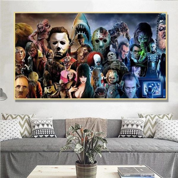 Filme de Horror Thriller Caractere Coleção Pintura de lona Fotos Pôsteres Posters e impressões Arte Canvas Poster Mural Home Decor