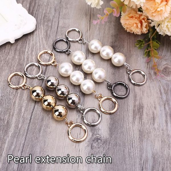 

bag parts & accessories strap extender artificial pearl replacement chain for handbags m68c, Black