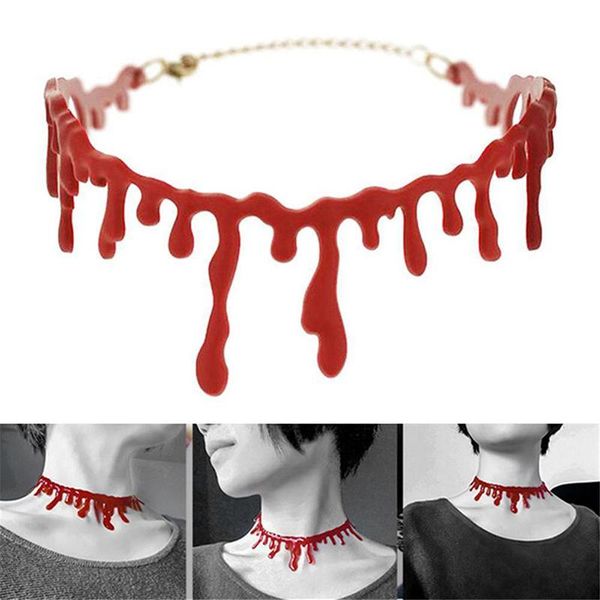 

chokers halloween blood necklace women necklaces party diy decorations horror props kids toy gift haunted house, Golden;silver