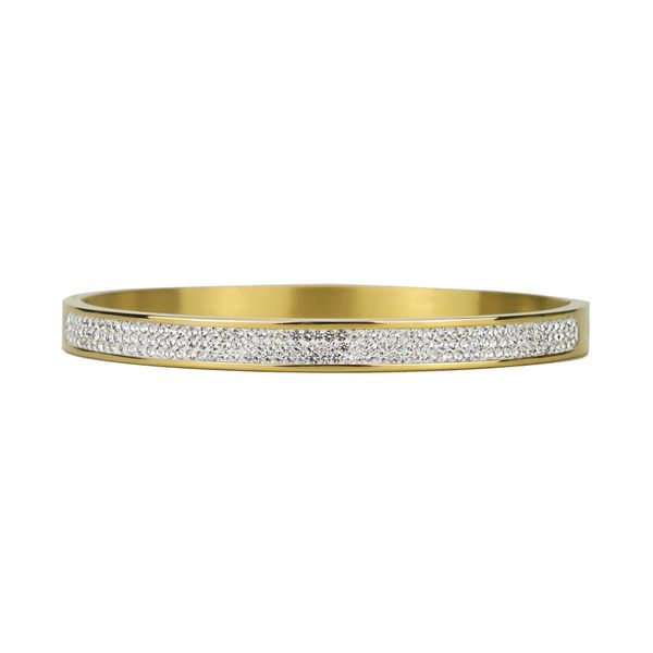 

6mm 18 gold color luxury iced out cz women bangle titanium stainless steel bracelets & bangles for women jewelry q0717, Black