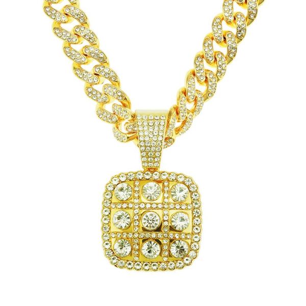 

chains retro high sense european and american hip hop three-dimensional diamond studded exaggerated personality cuban chain necklace, Silver
