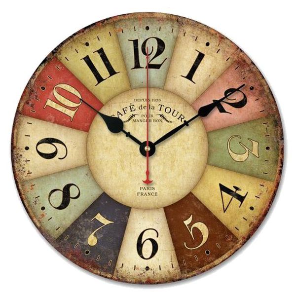 

wall clocks 2021 artistic silent retro creative european style clock watch round colorful vintage rustic home decor