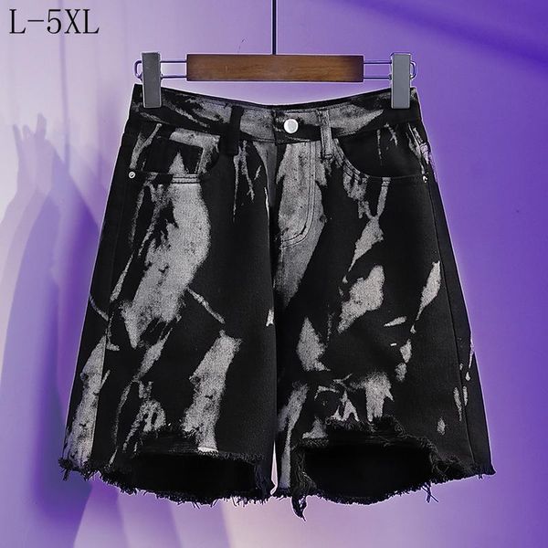 

plus size pants summer jeans women high waist short denim loose casual pant oversized mujer femme trousers 2021, Black