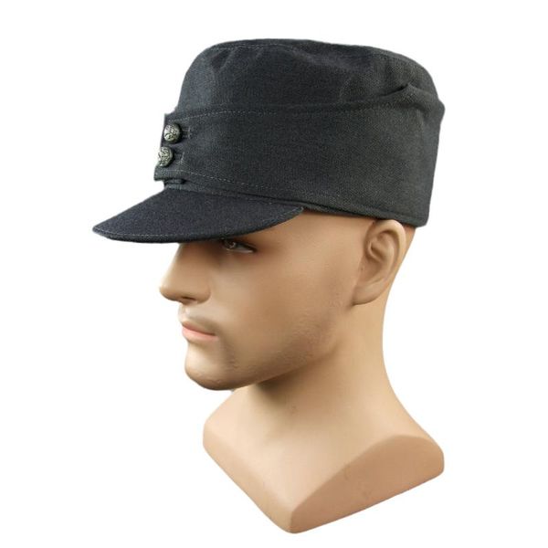 

wide brim hats finnish stone grey gabardine officer field cap without badge, Blue;gray