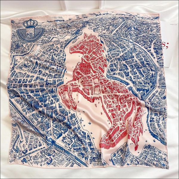 

scarves horse print 90*90 cm silk scarf manual rolled bandana foulard femme soie de marque luxe satin 90 scarfs, Blue;gray