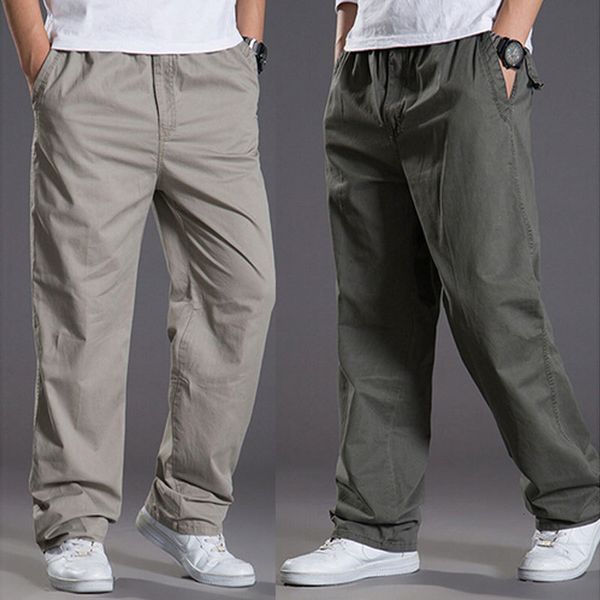 

men's pants 2021 spring summer casual pant men loose fashion zipper pocket trousers super large size xl-6xl 84cr, Black