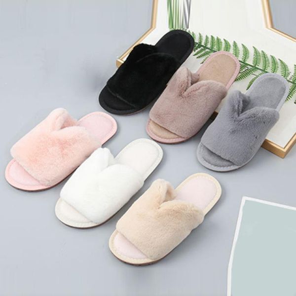 

slippers winter plush with cotton indoor warm plus women, Black