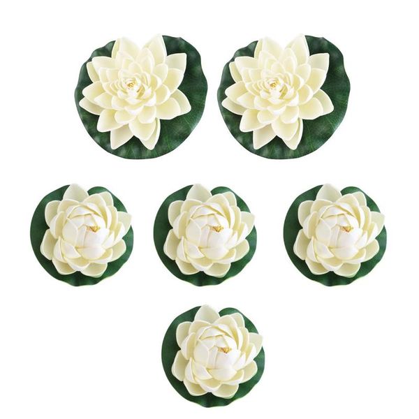 

decorative flowers & wreaths 6pcs artificial pond plants lotus lilies (white)