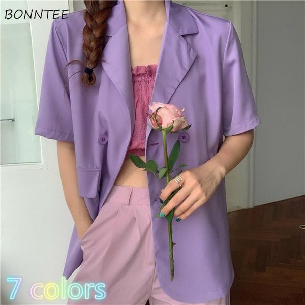 

women's jackets women candy color korean chic summer trendy short sleeve teens outwear vintage all-match harajuku purple ladies jacket, Black;brown