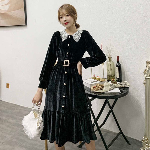 

women's t-shirt kawaii white lace peter pan collar long black women spring autumn vintage ladies sleeve ruffle tunic veet es odan