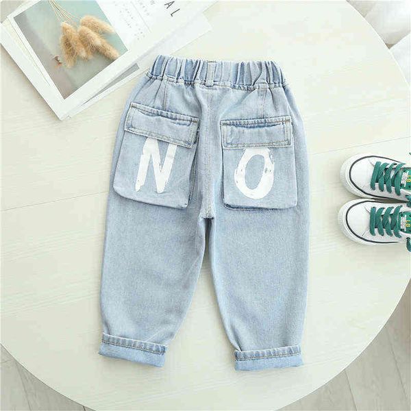 Boys Sport Calças 2020 New Boys Calças Moda Casual Kids Pant Crianças Roupas Para Luz Azul Meninos Calça Jeans Tamanho: 90-130 G1220