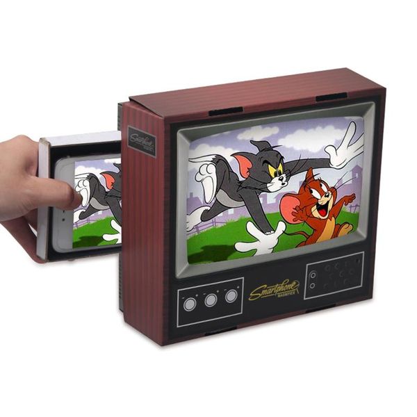 

television shape mobile phone holder 3d display screen film mini tv diy easter party decoration couplet cell mounts & holders