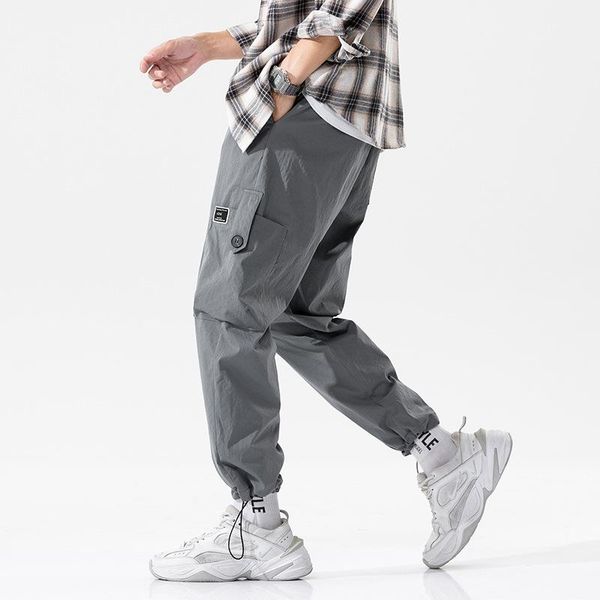 

men's pants street fashion overalls men spring autumn loose trousers sweatpants korean version casual jogging, Black