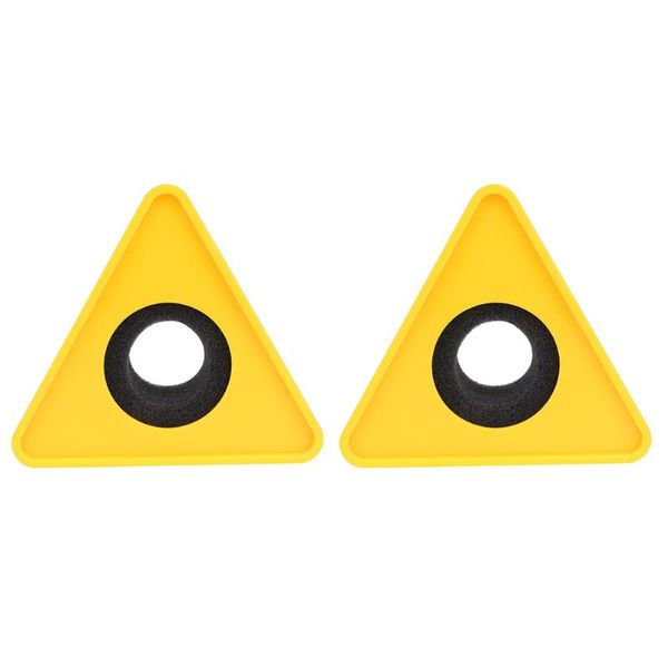 

microphones 2pcs portable abs injection molding triangle shaped interview mic microphone logo flag station logo(yellow)