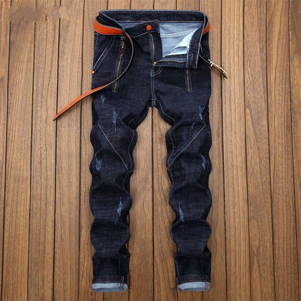 

men's jeans lguc.h casual dark blue slim fit men pant personality pockets fashion straight size 28~36 hombre hz7l
