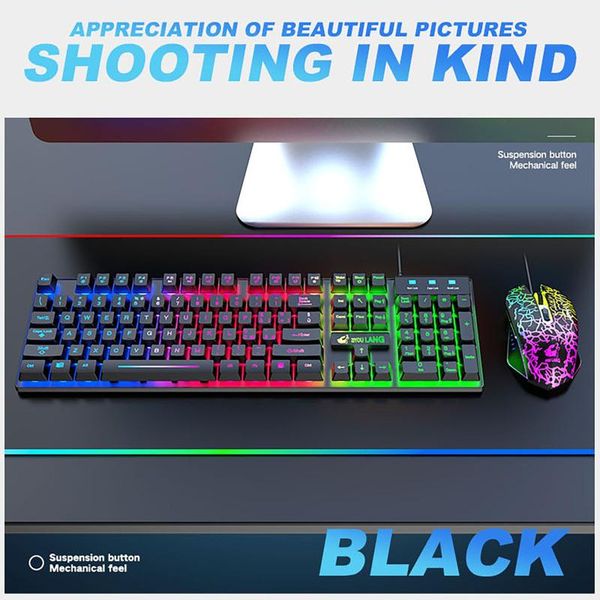 

keyboard mouse combos italian kit rainbow color-hybrid light wired usb 104-key gaming and 2400dpi adjustable are ergonomic