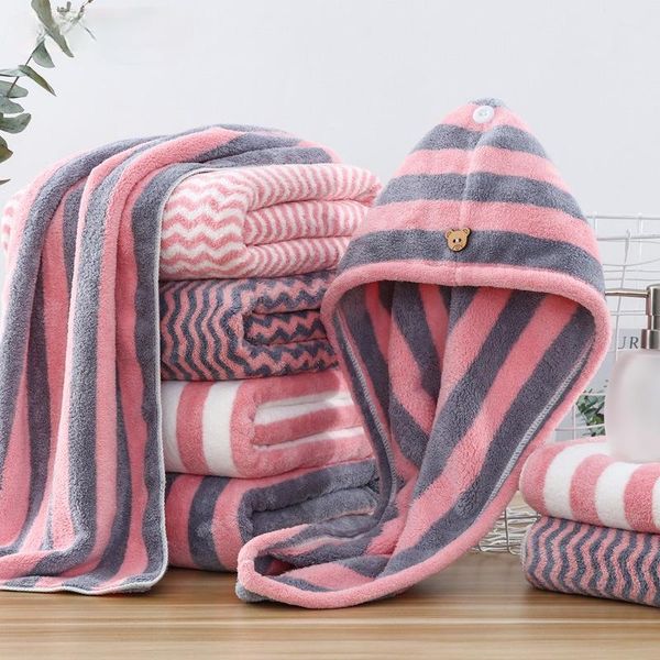 

towel dry hair cap female bibulous quick-drying shower household dropping bath three-piece suits