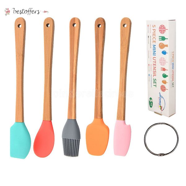 5 pcs Mini Silicone Spatula Raspador Basting Brush Tool Ferramenta para Cozinhar Mistura Nonstick Utensílios de Cozinha Utensílios BPA Free Baking Pastelaria Ferramentas FY4655 BS14