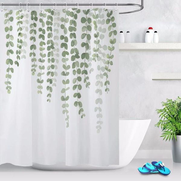 

shower curtains green leaves curtain garden nature bathroom white waterproof mildew resistant polyester fabric for kids bathtub decor