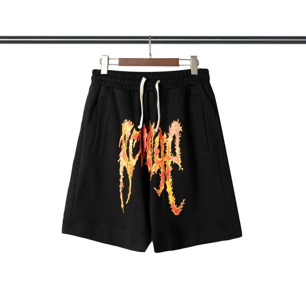

correct version of meichao revenge flame letter men's and women's loose capris terry shorts, White;black