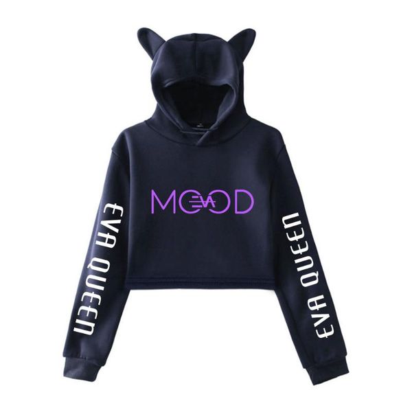 

men's hoodies & sweatshirts eva queen girls cat ears 2d hoody female long sleeve sweatshirt crop women's print ladies sudaderas cl, Black