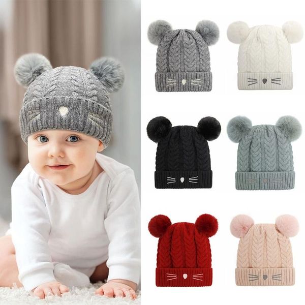 

beanies boys girls warm wool fleece lined toddler pom beanie ski hat winter knitted cap