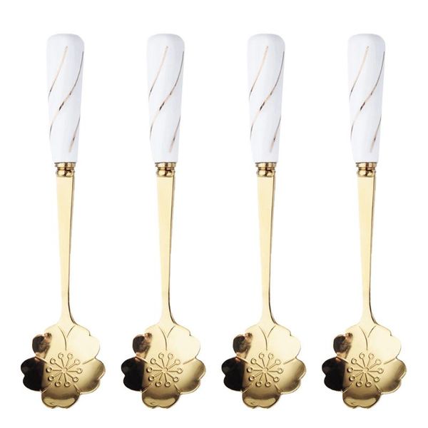 

spoons 4pcs delicate flower-shaped coffee scoop ice cream spoon durable dessert