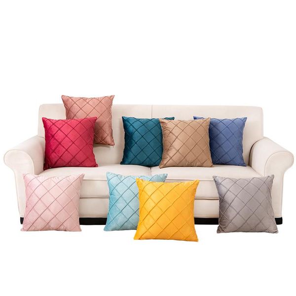 

cushion/decorative pillow solid suede velvet 45*45 cushion cover geometric lattice throw case kussenhoes home sofa decorative pillowcase coj