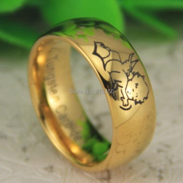 

wedding rings usa uk canada russia brazil selling 8mm golden dome lovely angel my love men's tungsten ring, Slivery;golden