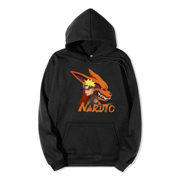 

nine tailed fox naruto harajuku sweater men's hoodie, Black