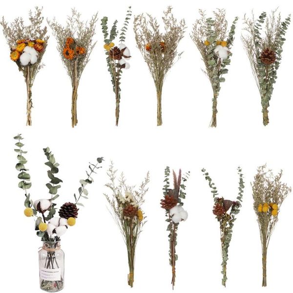 

decorative flowers & wreaths arrangement party supplies po props real plant leaves limonium daisy bouquet natural dried grasses stems