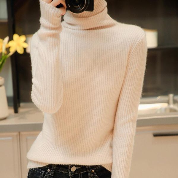 

women's sweaters turtleneck cashmere sweater women winter pullover knitted long-sleeved thick loose wool bottoming shirt, White;black