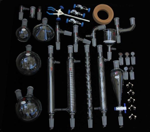 

lab supplies glass organic chemistry glassware kit joint 24/40 33 pcs, set