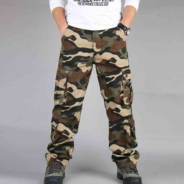 

men's men casual long pants male fashion trousers camouflage combat cargo hiking army pocket baggy, Black